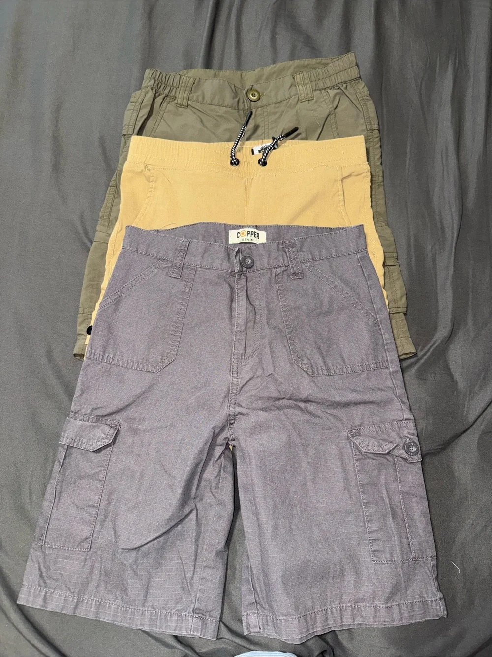 Boy’s Cargo Shorts - Olive, Khaki, and Gray - Unbranded